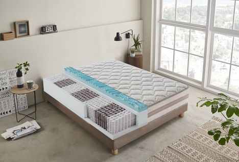 Matelas Ressorts Ensachés 160x190 Cm - Accueil Mémoire De Forme - Epaisseur 25 Cm - Housse Amovible
