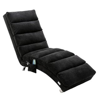 Chaise Longue De Massage En Toile De Jute, Électrique, 5 Modes, Avec Télécommande, Noir