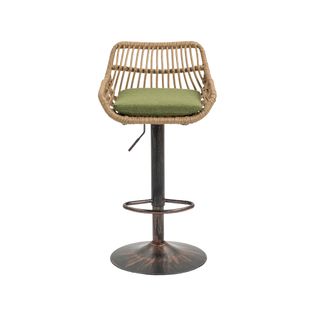 Tabourets De Bar Modernes En Tissu Réglables Avec Repose-pieds, Lot De 2, Vert