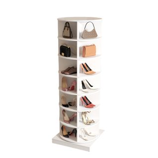 Armoire à Chaussures 360 Blanche 7 Niveaux Rotative Capacité 28 Paires