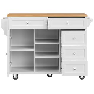 Chariot De Service Moderne Blanc (134 X 46 X 92 Cm), Design Avec Tiroirs Et Espace De Rangement