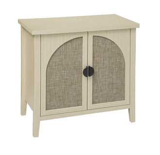 Buffet En Rattan Naturel à Deux Portes, Meuble De Rangement Courbé, Moderne