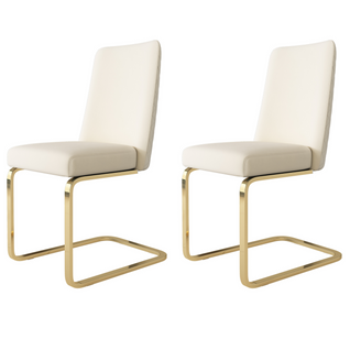 Chaises Salle à Manger Velours Et Métal 2 Pièces Dossier Diamant, Style Lounge,  Beige