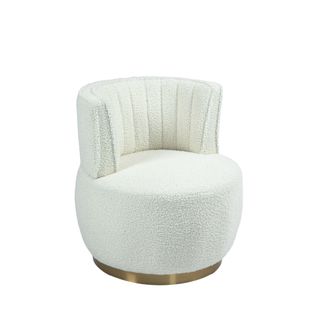 Chaise Tournante Moderne + Velours Teddy Doux + Dossier Confortable + Structure Solide, Blanche
