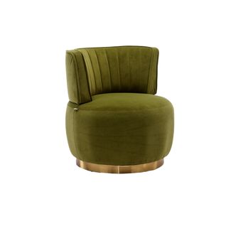 Chaise Pivotante Moderne En Velours Doux Avec Dossier Confortable Et Structure Stable, Olivâtre