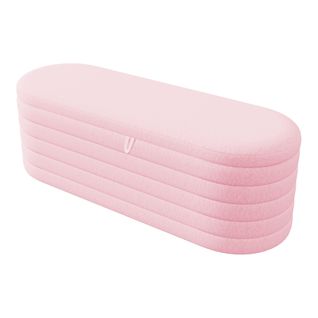 Pouf Et Canapé-lit Avec Rangement, Pouf Rembourré 120x40 Cm, Tissu Teddy, Rose