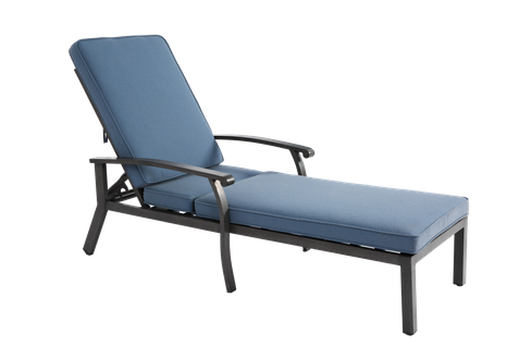 Chaise Longue En Aluminium Avec Coussin En Coton, Inclinable, Résistant à La Rouille, Coussin Bleu