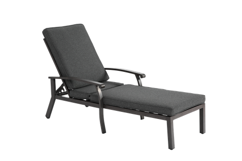 Chaise Longue En Aluminium Résistant à La Rouille Avec Coussin En Coton, Réglable, Gris