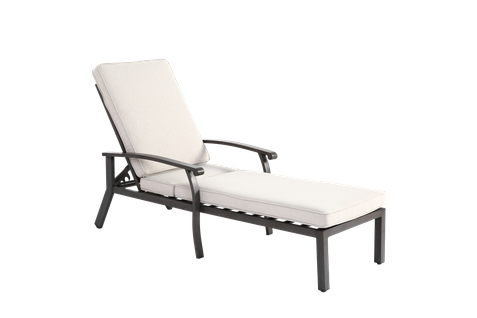 Chaise Longue Lounge En Aluminium Résistant à La Rouille Avec Coussin En Coton, Adjustable, Beige