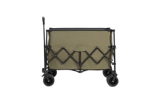Chariot De Plage Pliable 300l En Tissu Résistant Avec Grandes Roues Tout-terrain, Vert Armée