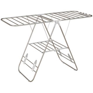 Séchoir à Linge Pliable Et Portable En Acier Inoxydable Et Plastique Avec Barres Télescopiques