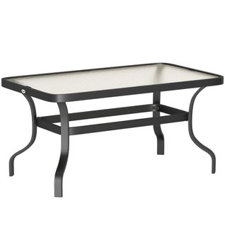 Table Basse En Verre Trempé 95x55 Cm Avec Bords Arrondis Pour Jardin Et Salon，noir