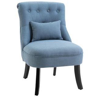 Fauteuil Relax En Lin Avec Coussin Dorsal, Pieds Surélevés, Confortable, Bleu, 52,5x69x77 Cm