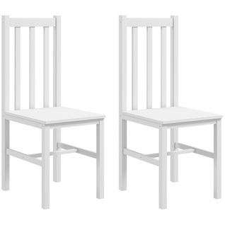Chaises Salle à Manger Bois De Pin 2 Pièces Dossier Simple, Résistant Jusqu’à 120 Kg,  Blanc