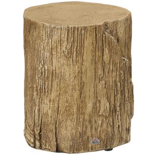 Table D'appoint En Bois Façon Tronc D'arbre, Étagère Étanche, 37x37x43 Cm
