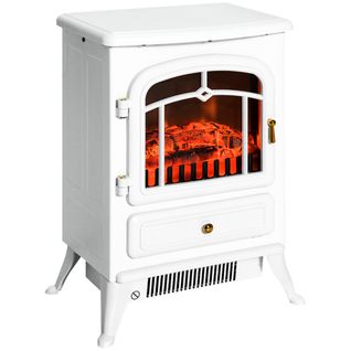 Cheminée Électrique Avec Effet Flamme, Surchauffe, Blanc, 41,5x28x54,8cm, 950/1850w