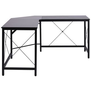 Bureau D'angle L En Mdf Moderne 150x150x76cm Pour Bureau Et Home Office, Noir