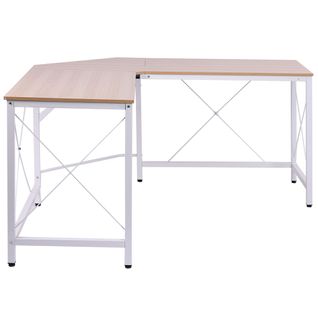 Bureau D'angle Mdf 150x150x76cm Pour Bureau à Domicile, Couleur Naturelle