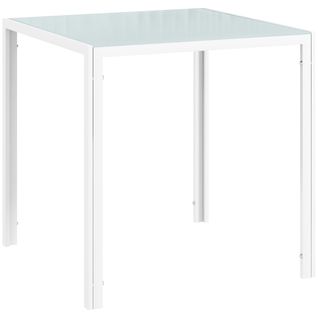 Table Carrée De Cuisine Pour 4 Personnes, En Verre Trempé, Charge Maximale 80 Kg, Blanche