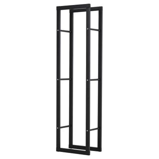 Rangement à Bûches En Acier Noir 40x25x150cm Pour Jardin Et Salon, Capacité 100kg