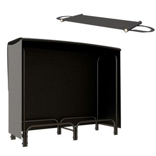 Banc à Bois Métal Noir 120x36x99 Cm Avec Housse Imperméable En Toiles Oxford 600d