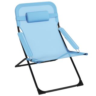 Chaise De Jardin En Mesh Réglable, Soutien De Tête, 120kg, Bleu