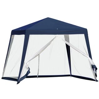 Pavillon De Jardin 3x3m, Avec Moustiquaire, En Métal Et Polyester, ,bleu