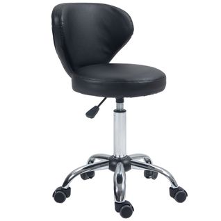 Tabouret De Massage - Simili Cuir Noir - Hauteur Réglable 49-64 Cm, Dossier Ergonomique