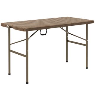 Table Pliante 4 Personnes En Hdpe Imitation Rotin Pour Balcon Et Terrasse，brun