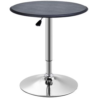 Table Bar Ronde Acier Et Simili 63×67-93 Cm Design Compact, Noir