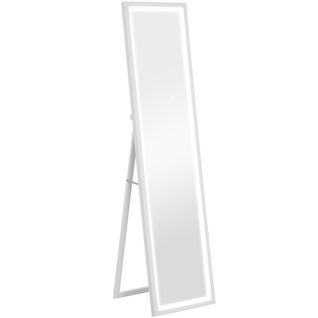 Miroir Debout 40 X 160 Cm En Verre Avec Éclairage LED, Contrôle Tactile, Blanc