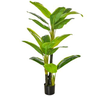 Plante Décorative Type Bananier De 150 Cm En Pot En Plastique Facile D'entretien