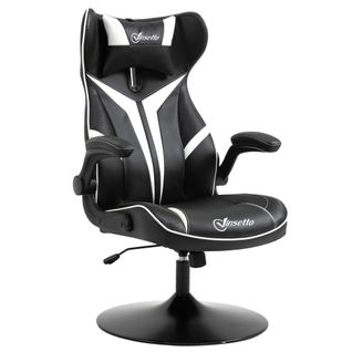 Chaise Gaming En Acier, Ergonomique, Bascule, Réglable, Noir Et Blanc