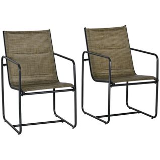 Chaises De Balcon Métal Avec Accoudoirs, Revêtement Respirant, Pieds Antidérapants, Marron