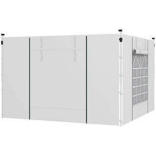 Set De 2 Parois Avec Fenêtres Et Porte Pour Pavillon 3x3/3x6m, Oxford, ,blanc
