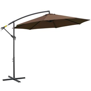 Parasol Déporté 3x2,5 M, Acier Et Polyester, Marron, Pour Jardin Et Terrasse
