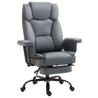 Chaise De Bureau Inclinable à 150°, Ergonomique, Appui-tête, Gris, 135 kg Max