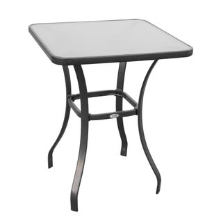 Table De Jardin Carrée En Verre Trempé 68,5x68,5 Cm Pour Terrasse Et Balcon，noir