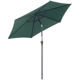 Parasol Inclinable Manivelle, Aluminium, Polyester 180g/m², Vert Foncé, 2,6x2,35 M