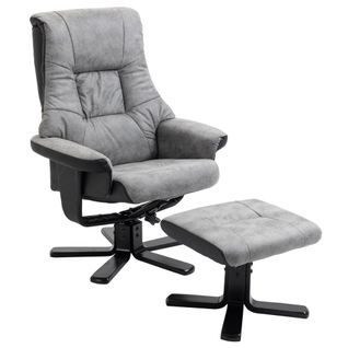 Fauteuil Relax Avec Repose-pieds En Microfibre, Pivotant, Inclinable, Gris, 78x82,5x109 Cm