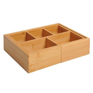 Boîte De Rangement En Bambou, Organisateur Avec Tiroirs, Extensible, 24,6 X 17,6 X 7 Cm
