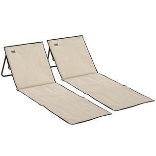 Set De 2 Matelas De Plage Pliants En Acier Et Oxford Réglables Avec Sac De Transport
