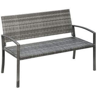 Banc De Jardin En Acier Avec Effet Rotin Pour 2 Personnes, Jusqu'à 320 Kg, Gris