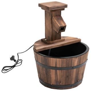 Fontaine De Jardin En Pin Et Métal, Avec Seau En Bois, Cascade, Marron