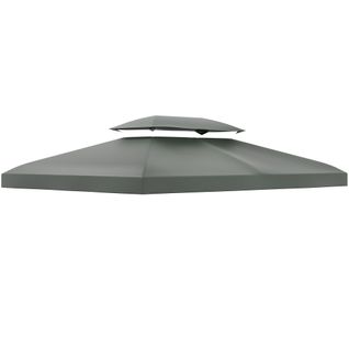 Toit De Rechange Polyester - 300x400 Cm Pour Pavillon En Métal ,gris Foncé
