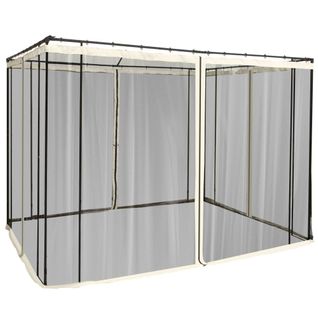 Pavillon En Nylon-mesh Avec 4 Panneaux Latéraux, Système De Fermeture Éclair, 3x3m