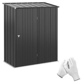 Armoire De Jardin En Acier Galvanisé De 1,34 M² Avec Toit En Pente, Noir