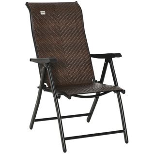 Chaise Pliante Polyrattan Avec Accoudoirs Dossier Réglable 7 Positions Pour Jardin 58 X 71 X 111 Cm