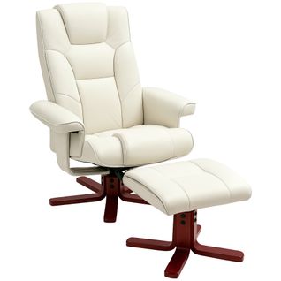 Fauteuil Relax En Similicuir, Repose-pieds, Dossier Réglable, Bascule, Jusqu’à 150 Kg, Crème