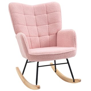 Fauteuil à Bascule Imitation Peau De Mouton, Rose, Jusqu'à 120 Kg
